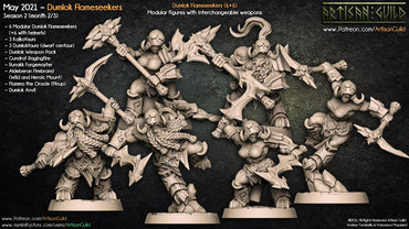 3D Printed Artisan Guild Modular Dumlok Flameseekers Dumlok Flameseekers 28mm 32mm (Online Only)