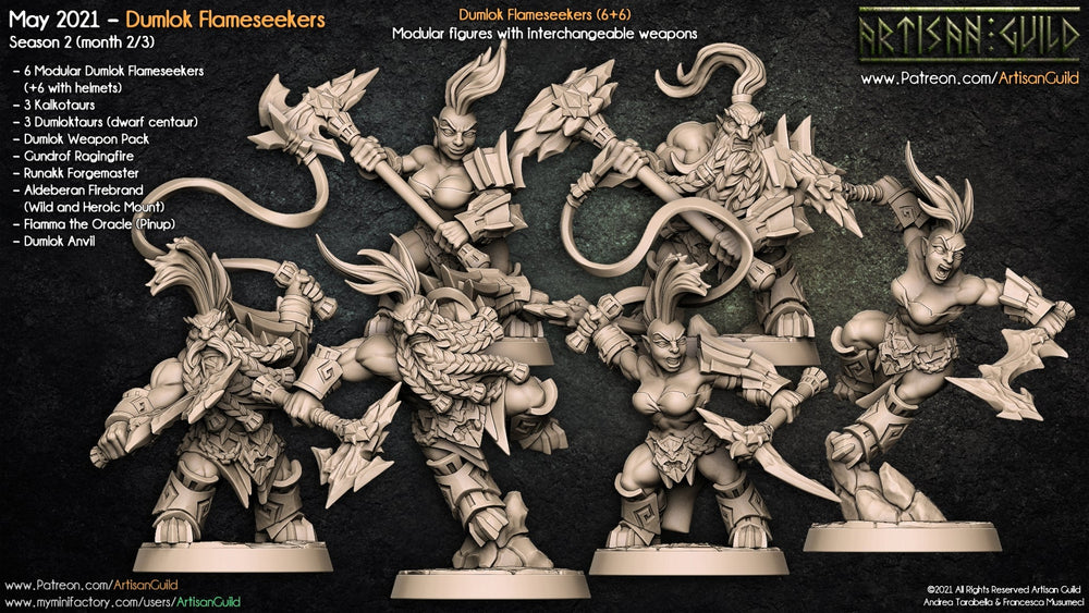 3D Printed Artisan Guild Modular Dumlok Flameseekers Dumlok Flameseekers 28mm 32mm (Online Only)