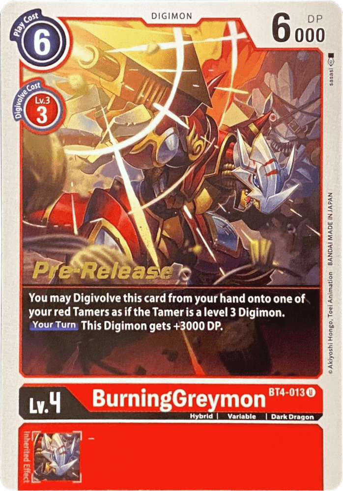 BurningGreymon [BT4-013] [Great Legend Pre-Release Promos] (ONLINE ORDER ONLY)