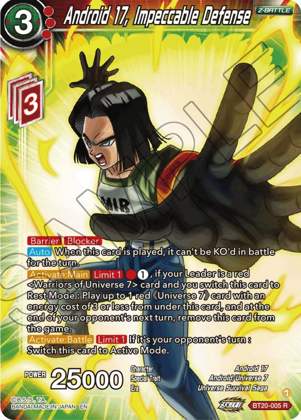 Android 17, Impeccable Defense (BT20-005) [Power Absorbed] (ONLINE ORDER ONLY)