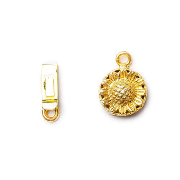 12mm 22kt Gold plated Box Clasp Sunflower Design 1 piece (ONLINE ORDER ONLY)