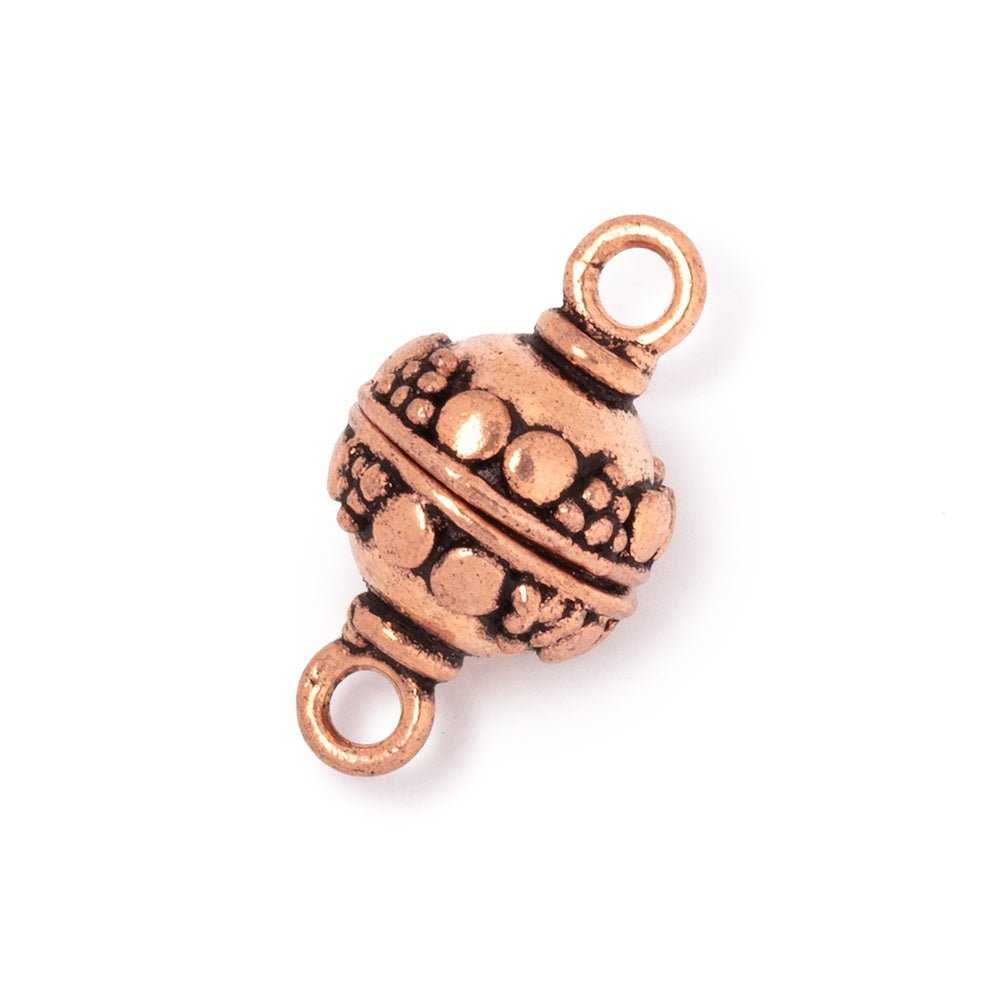 12mm Antiqued Copper Dotted Design Magnetic Clasp Set of 2 (ONLINE ORDER ONLY)