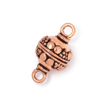 12mm Antiqued Copper Dotted Design Magnetic Clasp Set of 2 (ONLINE ORDER ONLY)