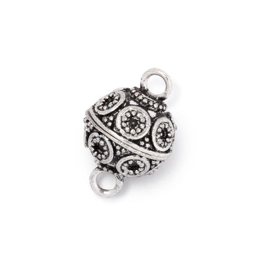 12mm Antiqued Sterling Silver Miligrain Circle Magnetic Clasp 1 piece (ONLINE ORDER ONLY)