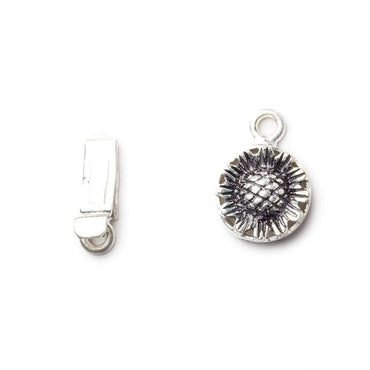 12mm Antiqued Sterling Silver plated Box Clasp Sunflower Design 1 piece (ONLINE ORDER ONLY)