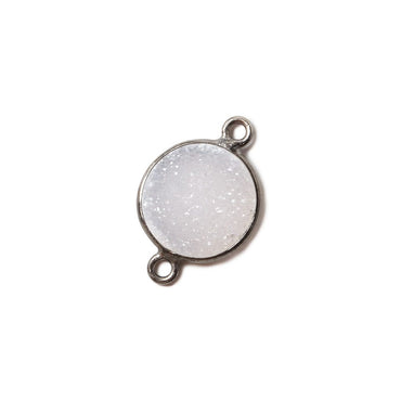 12mm Black Gold Bezel White Drusy Coin Connector 1 piece (ONLINE ORDER ONLY)