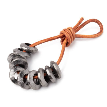 12mm Black Gold Plated Copper Brushed Disc Large Hole Beads Set of 10 pieces (ONLINE ORDER ONLY)