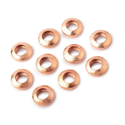 12mm Copper Brushed Disc Large Hole Beads Set of 10 pieces (ONLINE ORDER ONLY)