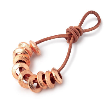 12mm Copper Brushed Disc Large Hole Beads Set of 10 pieces (ONLINE ORDER ONLY)