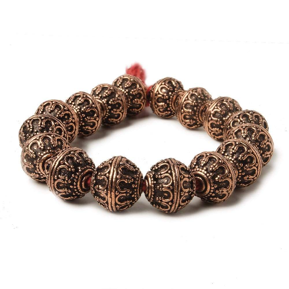 12mm Copper Moroccan Miligrain Design Round 8 inch 16 pcs (ONLINE ORDER ONLY)