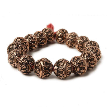 12mm Copper Moroccan Miligrain Design Round 8 inch 16 pcs (ONLINE ORDER ONLY)