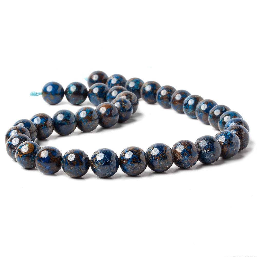 12mm Dark Chrysocolla Plain Rounds 16 inch 34 beads AA (ONLINE ORDER ONLY)