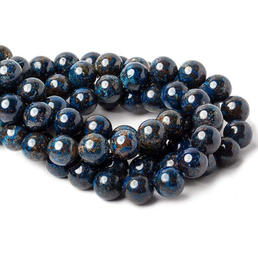 12mm Dark Chrysocolla Plain Rounds 16 inch 34 beads AA (ONLINE ORDER ONLY)