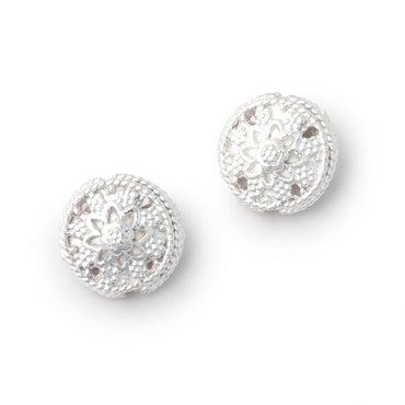 12mm Floral Design Coin Set of 2 Beads (ONLINE ORDER ONLY)