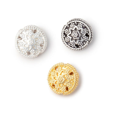 12mm Floral Design Coin Set of 2 Beads (ONLINE ORDER ONLY)
