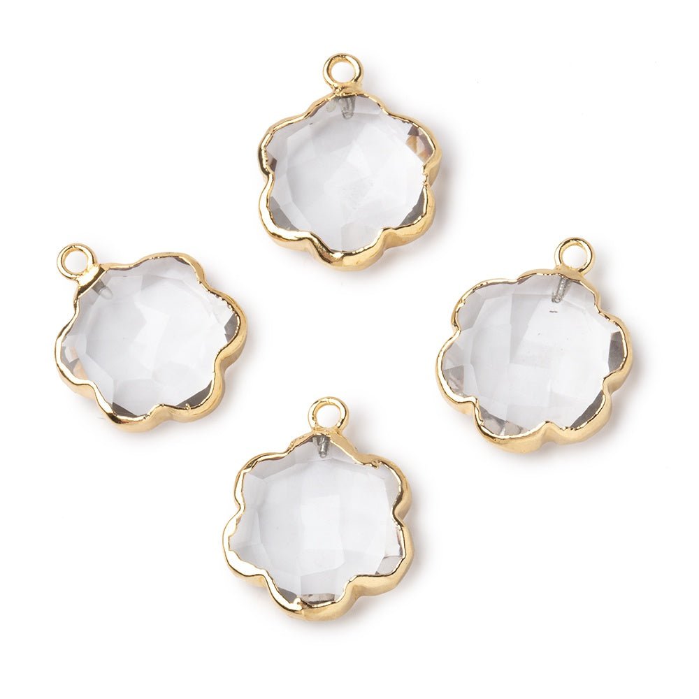 12mm Gold Leafed Crystal Quartz Faceted Flower Pendant 1 piece (ONLINE ORDER ONLY)