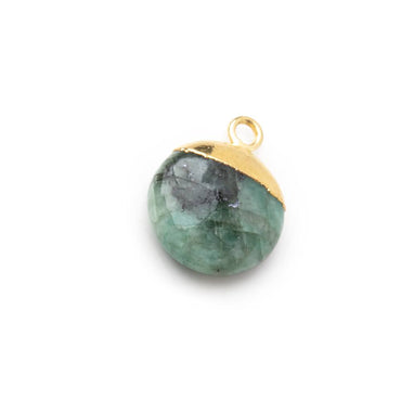 12mm Gold Leafed Emerald Plain Coin Focal Pendant 1 piece (ONLINE ORDER ONLY)