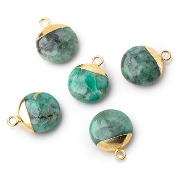 12mm Gold Leafed Emerald Plain Coin Focal Pendant 1 piece (ONLINE ORDER ONLY)
