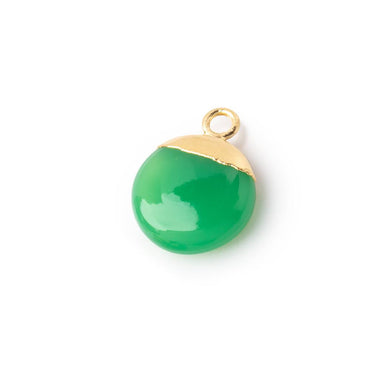 12mm Gold Leafed Green Onyx Plain Coin Focal Pendant 1 piece (ONLINE ORDER ONLY)
