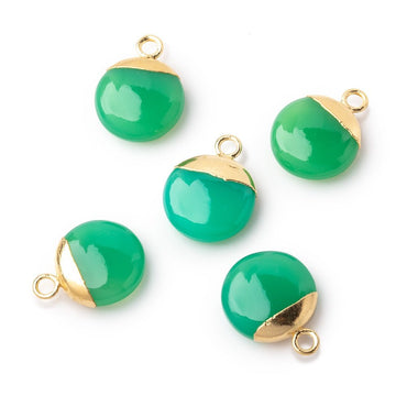 12mm Gold Leafed Green Onyx Plain Coin Focal Pendant 1 piece (ONLINE ORDER ONLY)