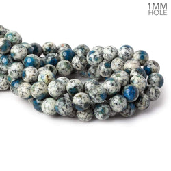 12mm K2 Azurite Granite "K2 Jasper" plain rounds 15 inch 33 beads 1mm hole (ONLINE ORDER ONLY)