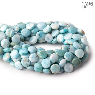 12mm Larimar Plain Coin Beads 15 inch 33 pieces AA 1mm Large Hole (ONLINE ORDER ONLY)