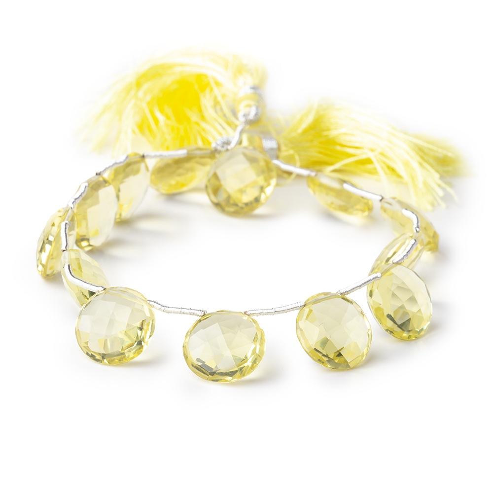12mm Lemon Quartz Top Drill Faceted Coin Beads 8 inch 13 pieces (ONLINE ORDER ONLY)