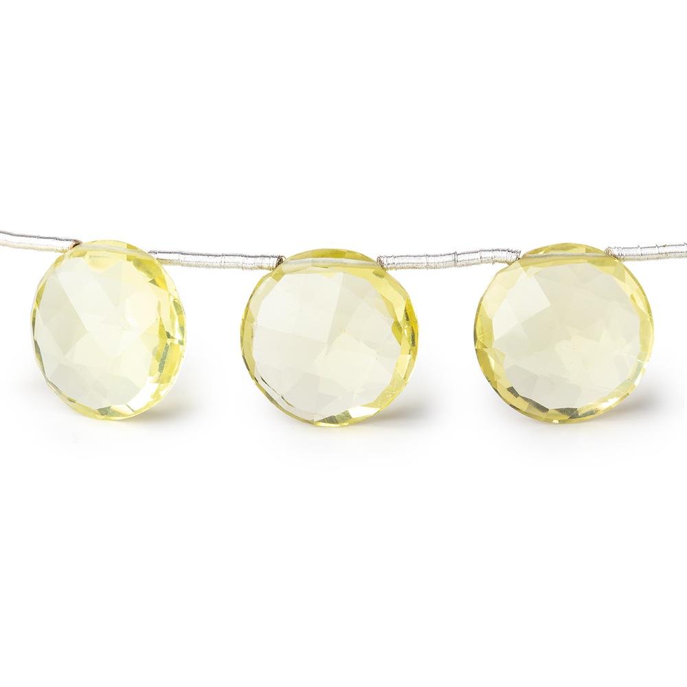 12mm Lemon Quartz Top Drill Faceted Coin Beads 8 inch 13 pieces (ONLINE ORDER ONLY)