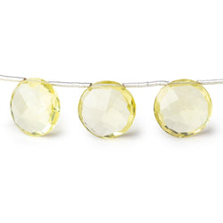 12mm Lemon Quartz Top Drill Faceted Coin Beads 8 inch 13 pieces (ONLINE ORDER ONLY)