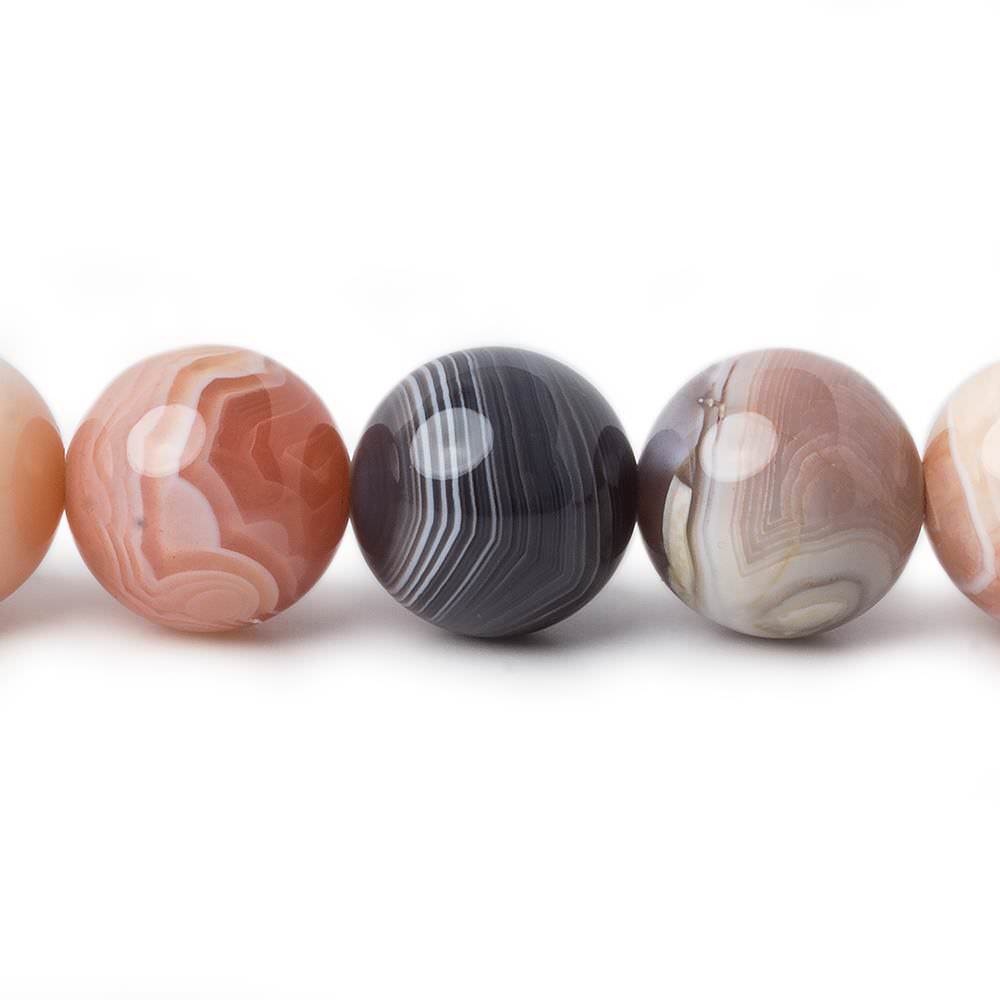 12mm Multi Color Banded Agate plain round beads 15.5 inch 33 pieces AA (ONLINE ORDER ONLY)