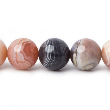 12mm Multi Color Banded Agate plain round beads 15.5 inch 33 pieces AA (ONLINE ORDER ONLY)