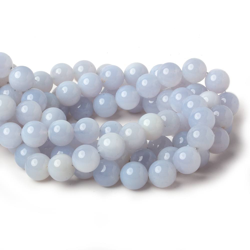 12mm Natural Periwinkle Blue Chalcedony plain rounds 16 inch 34 beads AAA (ONLINE ORDER ONLY)