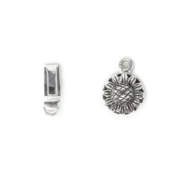12mm Antique Sterling Silver Box Clasp Sunflower Design 1 piece (ONLINE ORDER ONLY)
