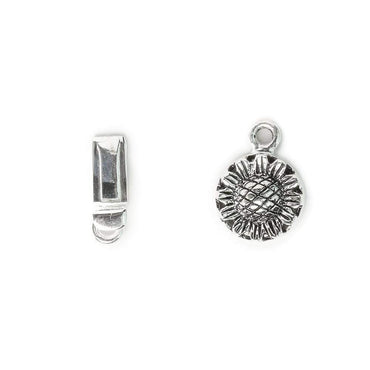 12mm Antique Sterling Silver Box Clasp Sunflower Design 1 piece (ONLINE ORDER ONLY)