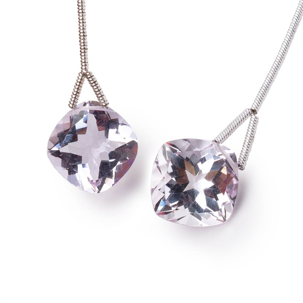 12mm Pink Amethyst Pavilion Faceted Cushion Focal Set of 2 Beads AAA (ONLINE ORDER ONLY)