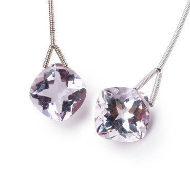 12mm Pink Amethyst Pavilion Faceted Cushion Focal Set of 2 Beads AAA (ONLINE ORDER ONLY)