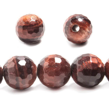 12mm Red Tiger's Eye large hole faceted rounds 7.5 inches 17 beads (ONLINE ORDER ONLY)