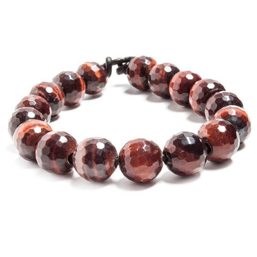 12mm Red Tiger's Eye large hole faceted rounds 7.5 inches 17 beads (ONLINE ORDER ONLY)