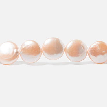 12mm Rose' Blush Coin Freshwater Pearls 16 inch 32 pieces (ONLINE ORDER ONLY)