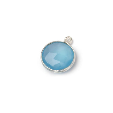 12mm Silver Bezel Santorini Blue Chalcedony Coin Pendant 1 piece (ONLINE ORDER ONLY)