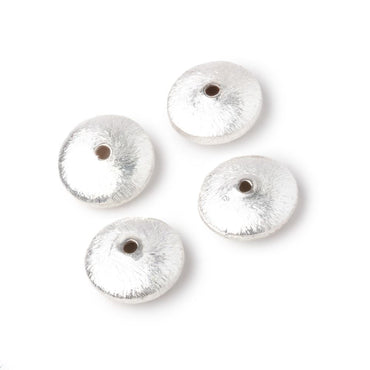 12mm Silver Plated Copper Brushed Rondelle Beads Set of 4 pieces (ONLINE ORDER ONLY)