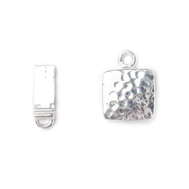 12mm Sterling Silver Box Clasp Square Hammered Design 1 piece (ONLINE ORDER ONLY)