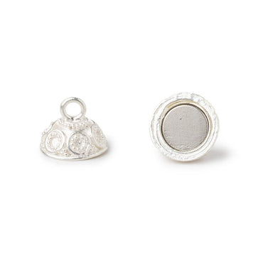 12mm Sterling Silver Circle Miligrain Ball Magnetic Clasp 1 piece (ONLINE ORDER ONLY)