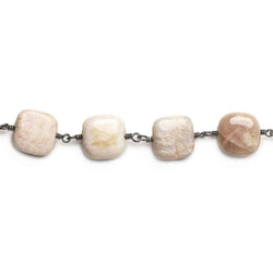 12mm Sunstone plain cushion Black Gold Chain by the foot 16 beads (ONLINE ORDER ONLY)
