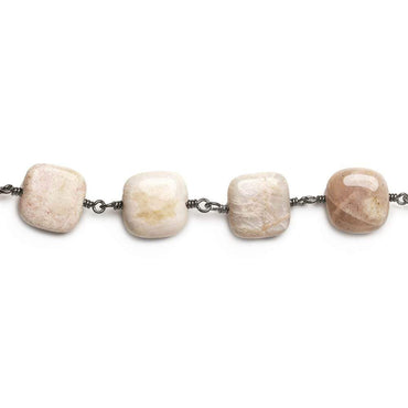 12mm Sunstone plain cushion Black Gold Chain by the foot 16 beads (ONLINE ORDER ONLY)