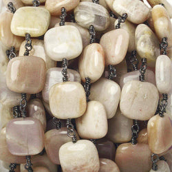12mm Sunstone plain cushion Black Gold Chain by the foot 16 beads (ONLINE ORDER ONLY)