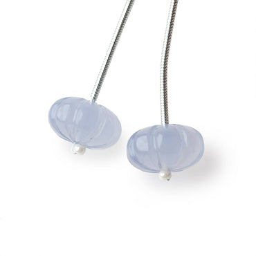 12mm Turkish Chalcedony Carved Melon Focals Set of 2 Beads (ONLINE ORDER ONLY)