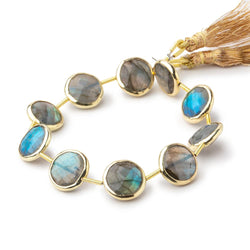 12mm Vermeil Bezel Labradorite Faceted Coin Beads 6.5 inch 10 pieces (ONLINE ORDER ONLY)