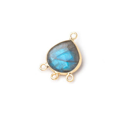 12mm Vermeil Bezel Labradorite Faceted Heart 3 ring Connector 1 Focal piece (ONLINE ORDER ONLY)