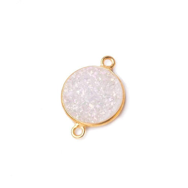 13mm Vermeil Bezel Mystic Pearl Drusy Coin 2 ring Connector 1 piece (ONLINE ORDER ONLY)